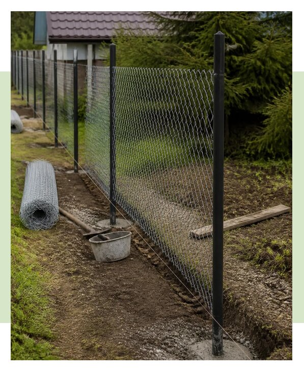 Установка забора из рабицы на столбах под ключ в Кургане